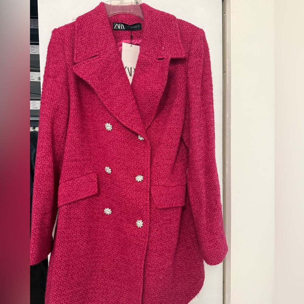 BNWT ZARA tweed coat size Large